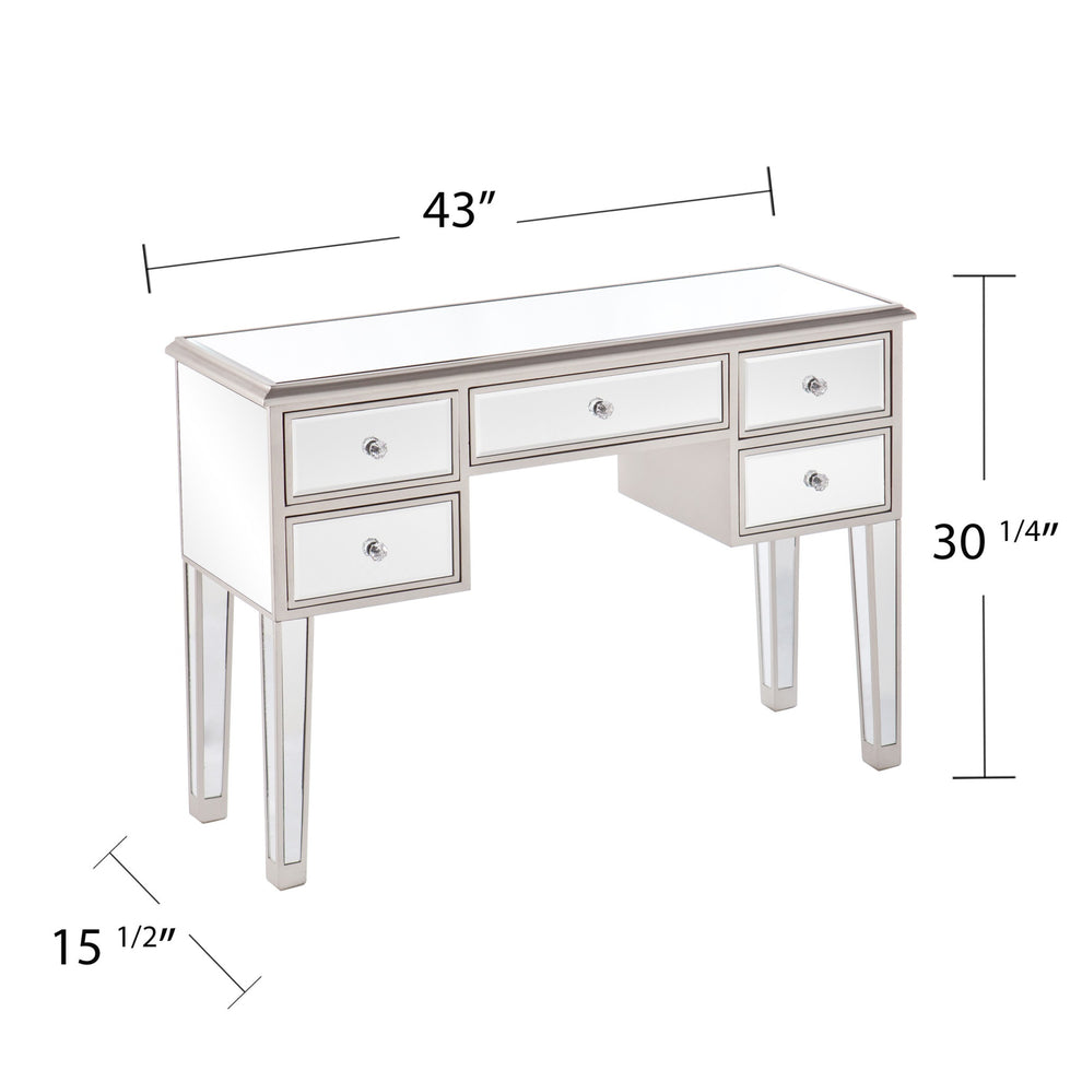43" Silver Mirrored Glass Console Table With Storage By Homeroots | Console Tables | Modishstore - 5
