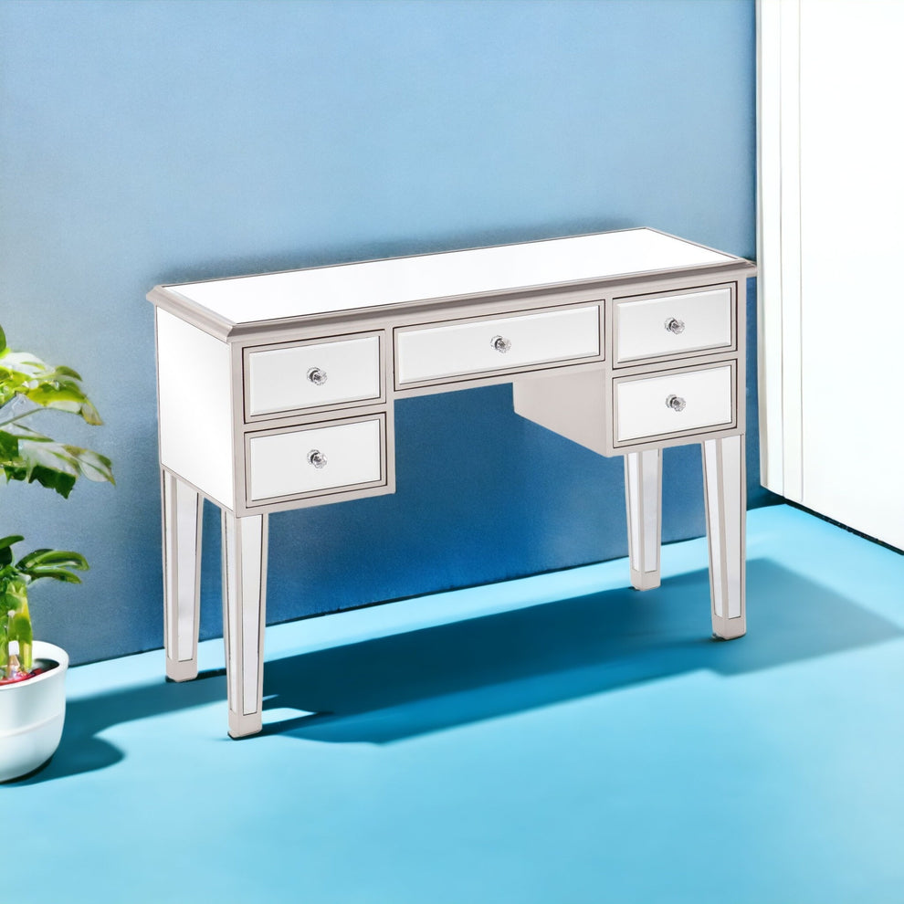 43" Silver Mirrored Glass Console Table With Storage By Homeroots | Console Tables | Modishstore - 3
