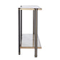 50" Smoky Black and Champagne Glass Mirrored Floor Shelf Console Table With Storage By Homeroots