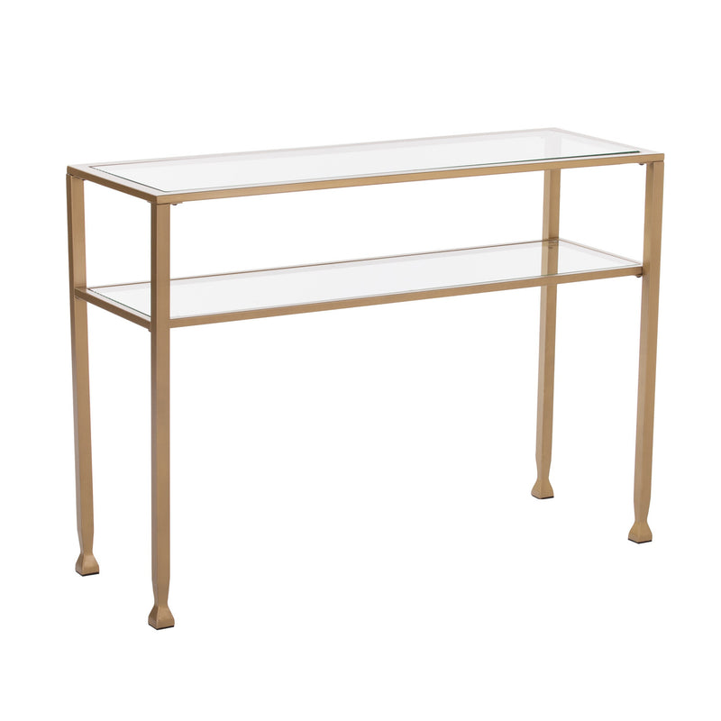 43" Clear and Gold Glass Console Table With Storage By Homeroots | Console Tables | Modishstore