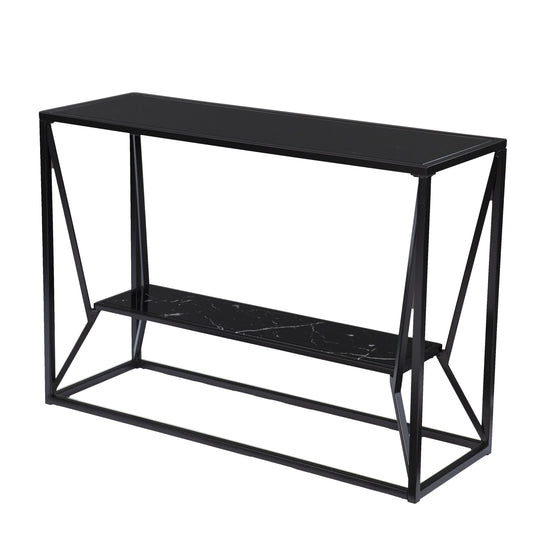 42" Black Glass Frame Console Table With Storage By Homeroots