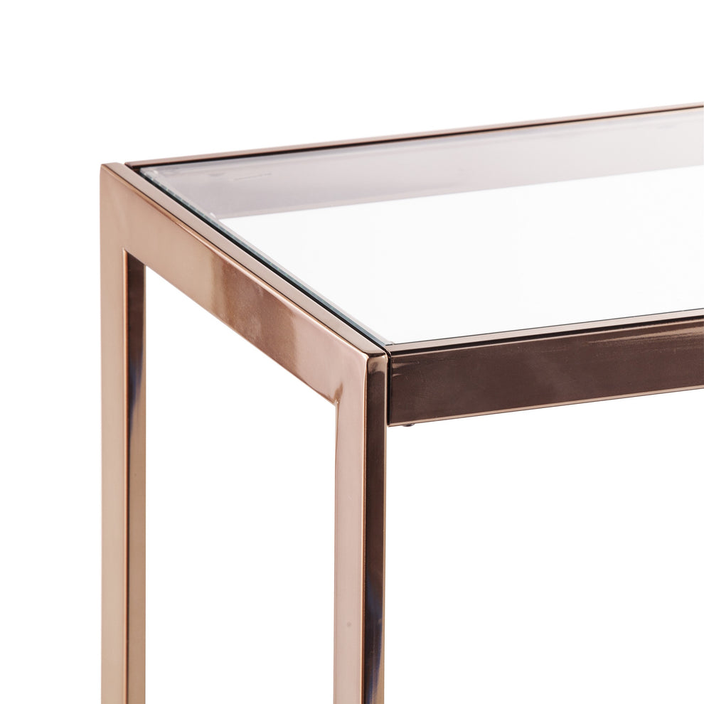 48" Clear and Champagne Glass Floor Shelf Console Table With Storage By Homeroots | Console Tables | Modishstore - 6