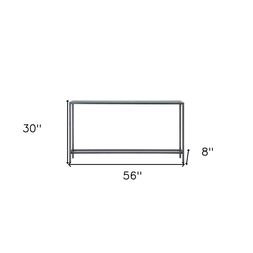 56" Black and Gunmetal Mirrored Glass Console Table By Homeroots | Console Tables | Modishstore - 9