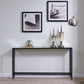 56" Black and Gunmetal Mirrored Glass Console Table By Homeroots