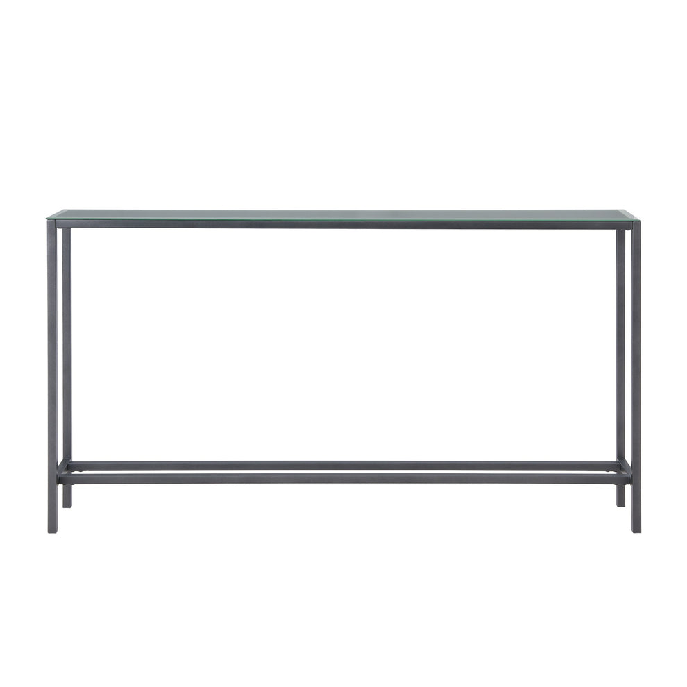 56" Black and Gunmetal Mirrored Glass Console Table By Homeroots | Console Tables | Modishstore - 2
