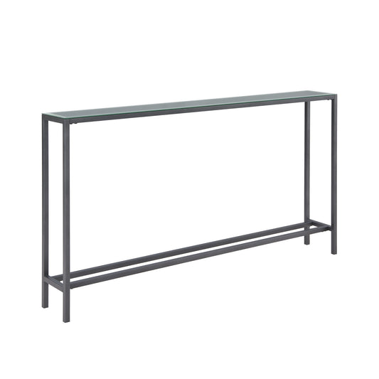 56" Black and Gunmetal Mirrored Glass Console Table By Homeroots | Console Tables | Modishstore
