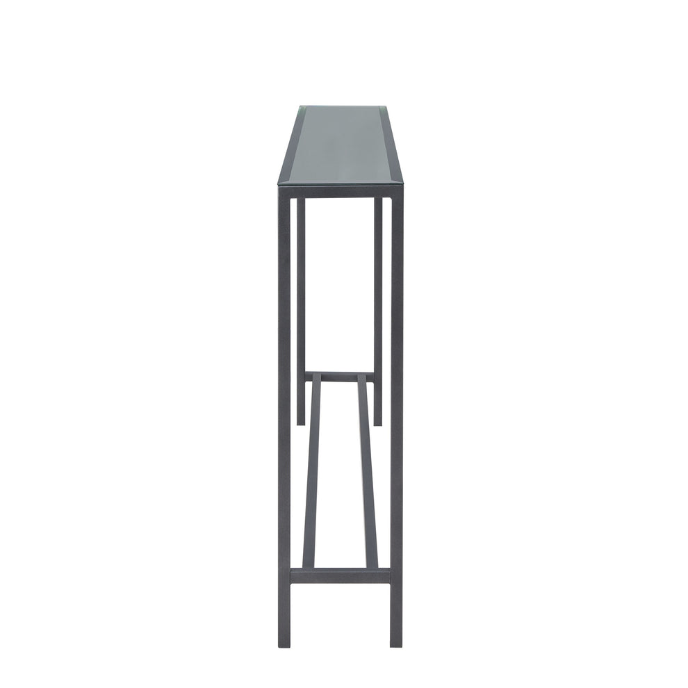 56" Black and Gunmetal Mirrored Glass Console Table By Homeroots | Console Tables | Modishstore - 3