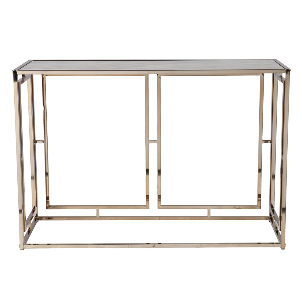 44" Champagne and Gold Faux Marble Frame Console Table By Homeroots | Console Tables | Modishstore - 2