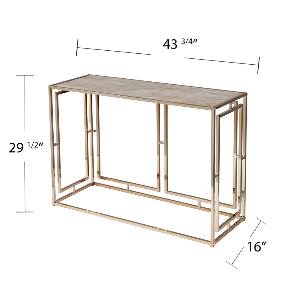 44" Champagne and Gold Faux Marble Frame Console Table By Homeroots | Console Tables | Modishstore - 9