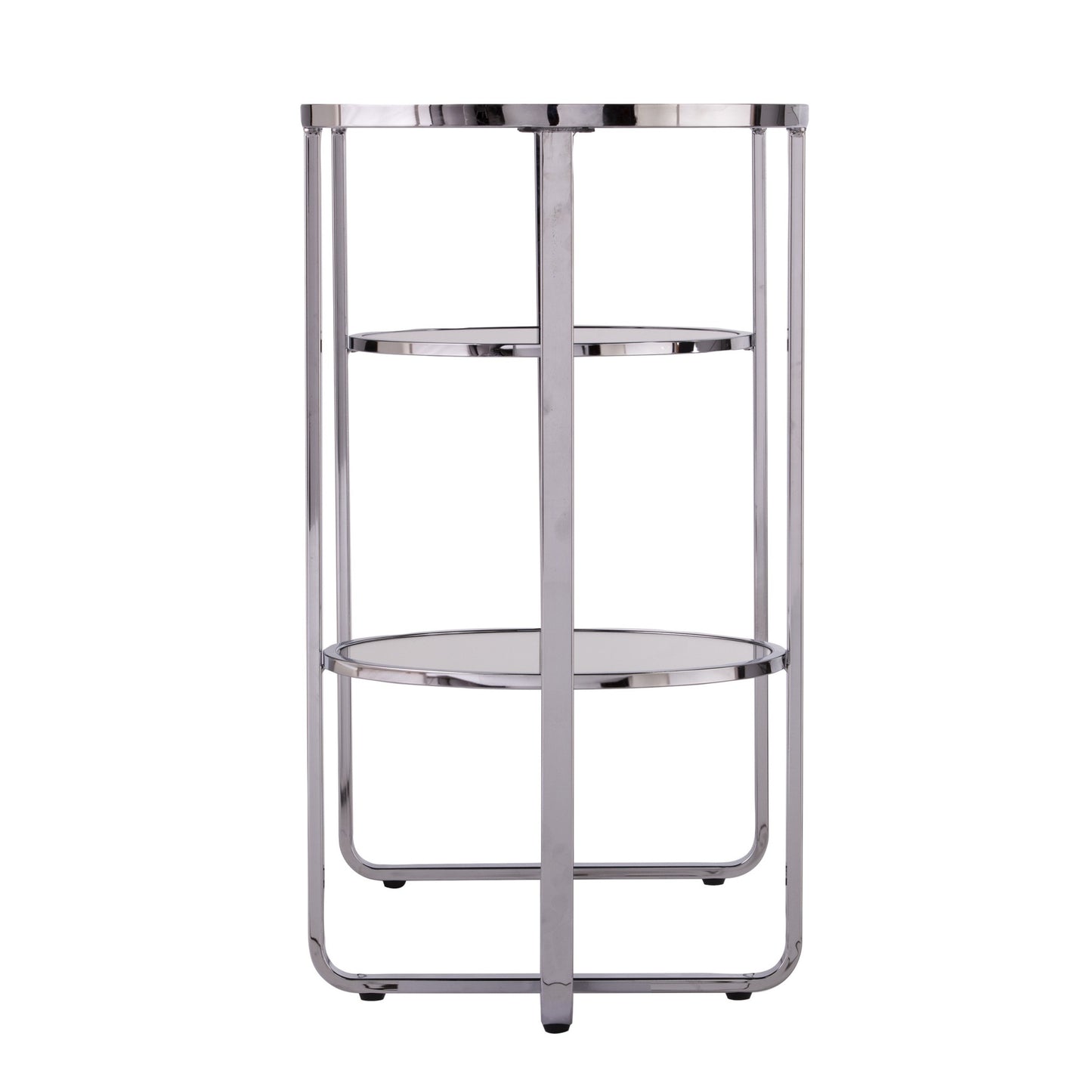 42" Clear and Silver Mirrored Glass Oval Frame Console Table With Storage By Homeroots | Console Tables | Modishstore - 3