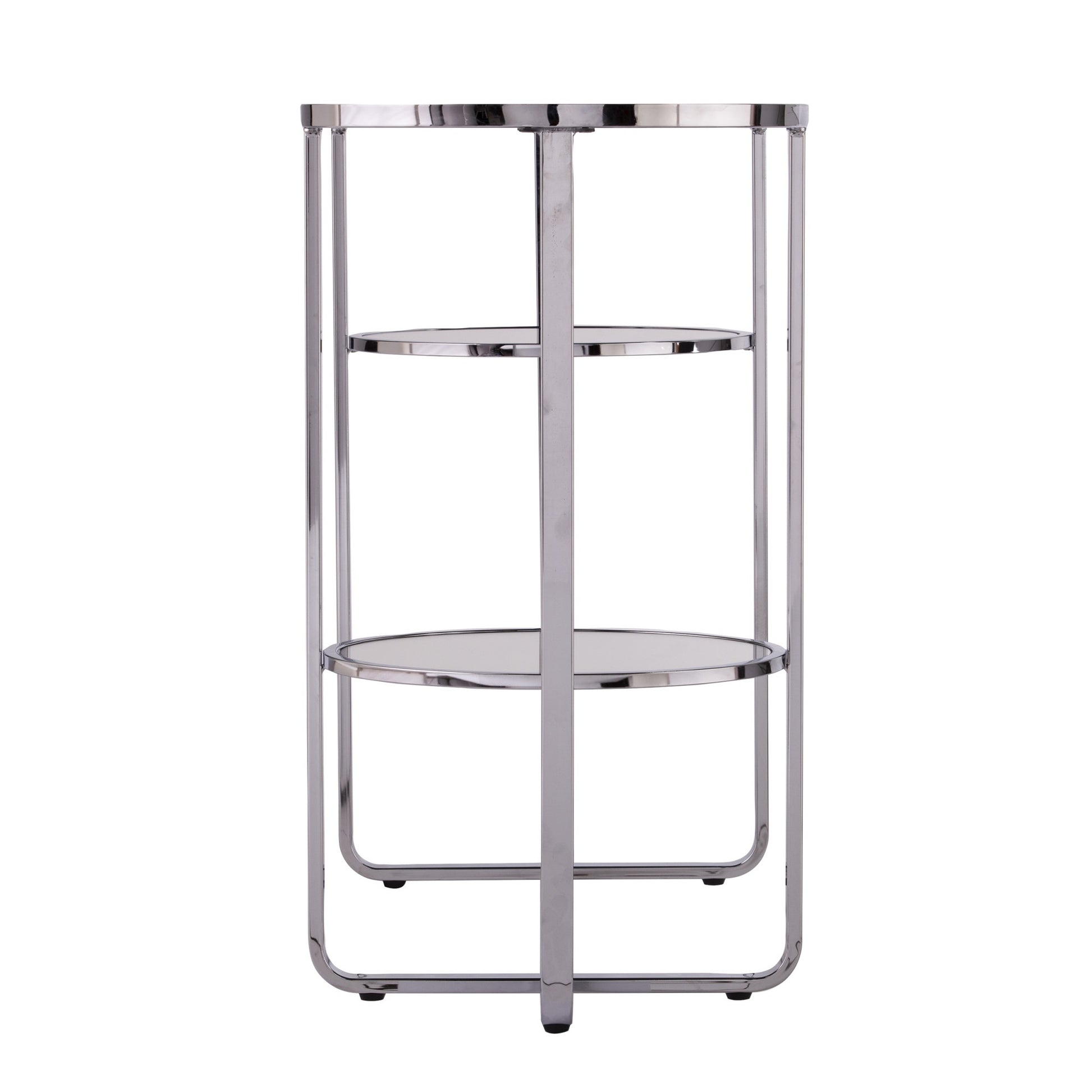 42" Clear and Silver Mirrored Glass Oval Frame Console Table With Storage By Homeroots | Console Tables | Modishstore - 3