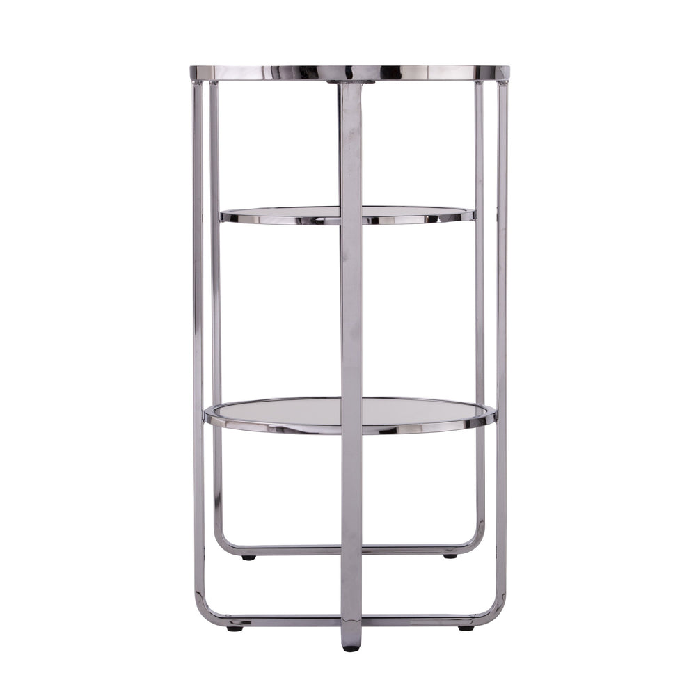 42" Clear and Silver Mirrored Glass Oval Frame Console Table With Storage By Homeroots | Console Tables | Modishstore - 3