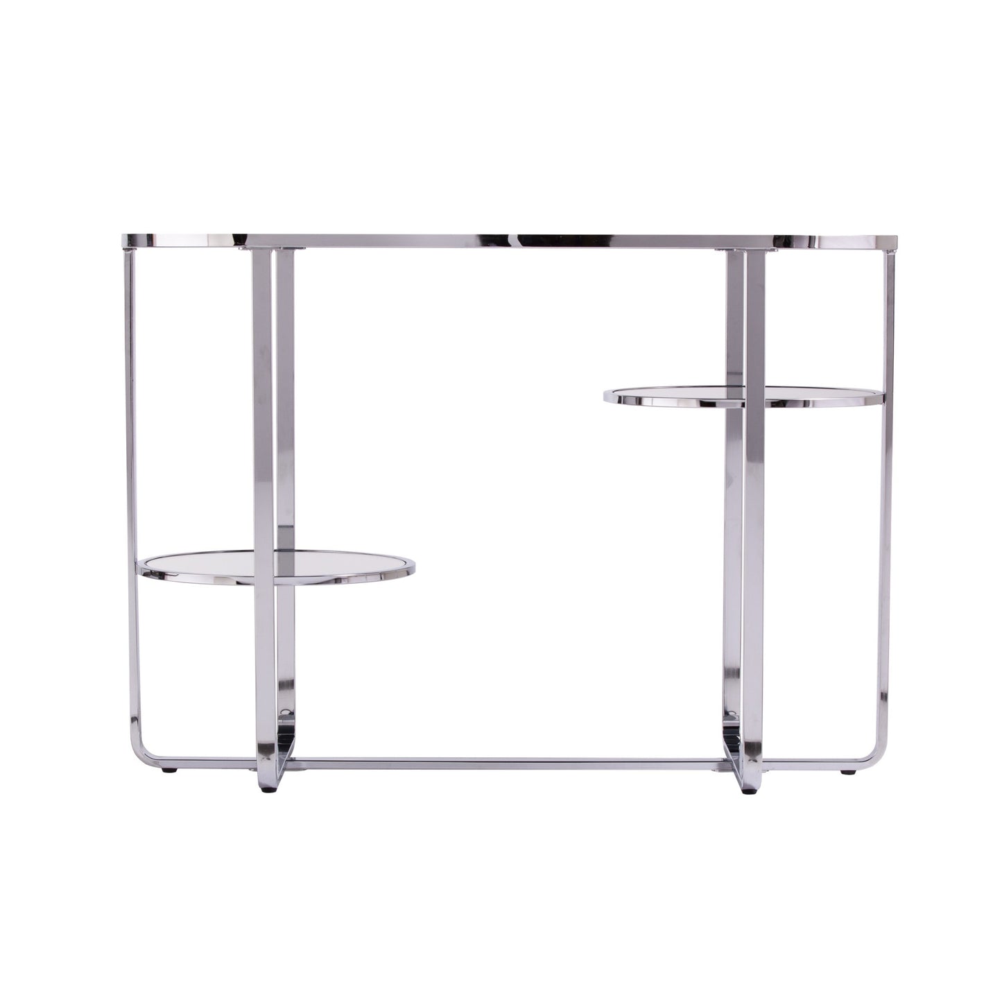 42" Clear and Silver Mirrored Glass Oval Frame Console Table With Storage By Homeroots | Console Tables | Modishstore - 4