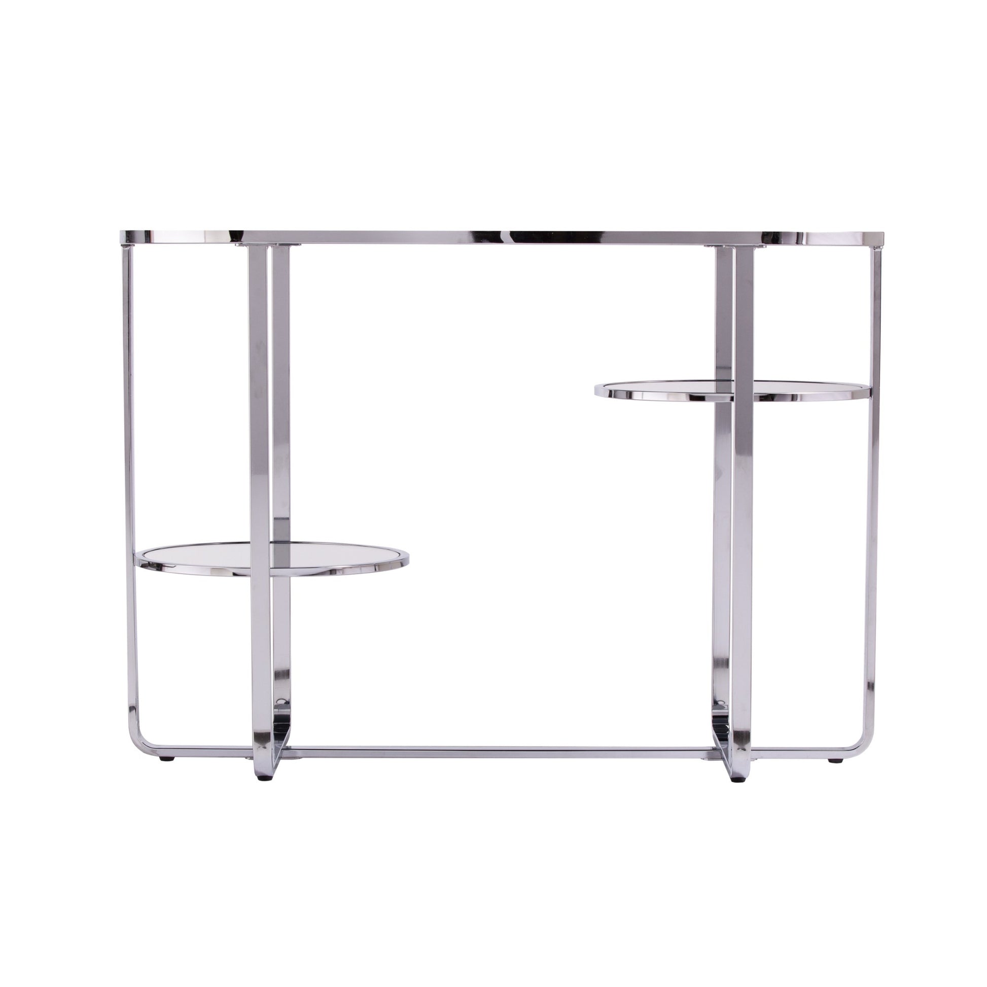 42" Clear and Silver Mirrored Glass Oval Frame Console Table With Storage By Homeroots | Console Tables | Modishstore - 4