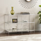 42" Clear and Silver Glass Mirrored Floor Shelf Console Table With Storage By Homeroots | Console Tables | Modishstore - 7