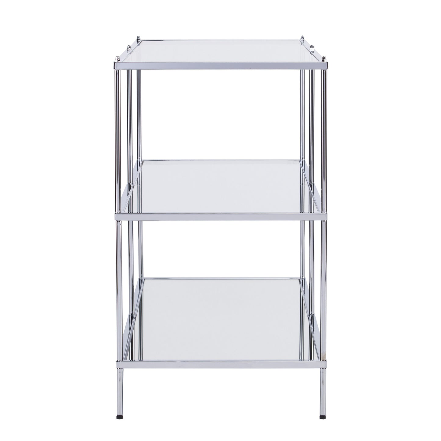 42" Clear and Silver Glass Mirrored Floor Shelf Console Table With Storage By Homeroots | Console Tables | Modishstore - 3