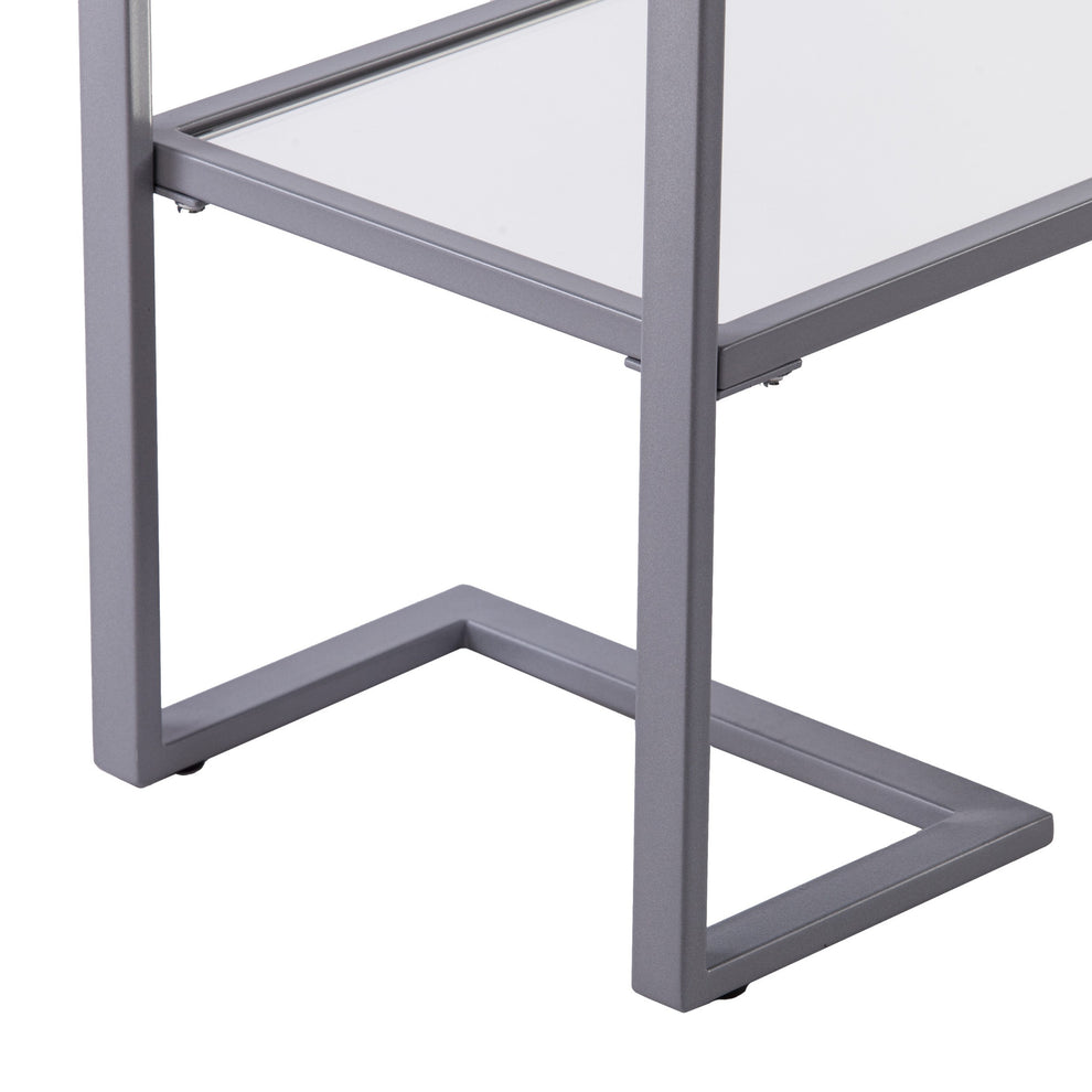 52" Clear and Silver Glass Mirrored Frame Console Table With Storage By Homeroots | Console Tables | Modishstore - 5