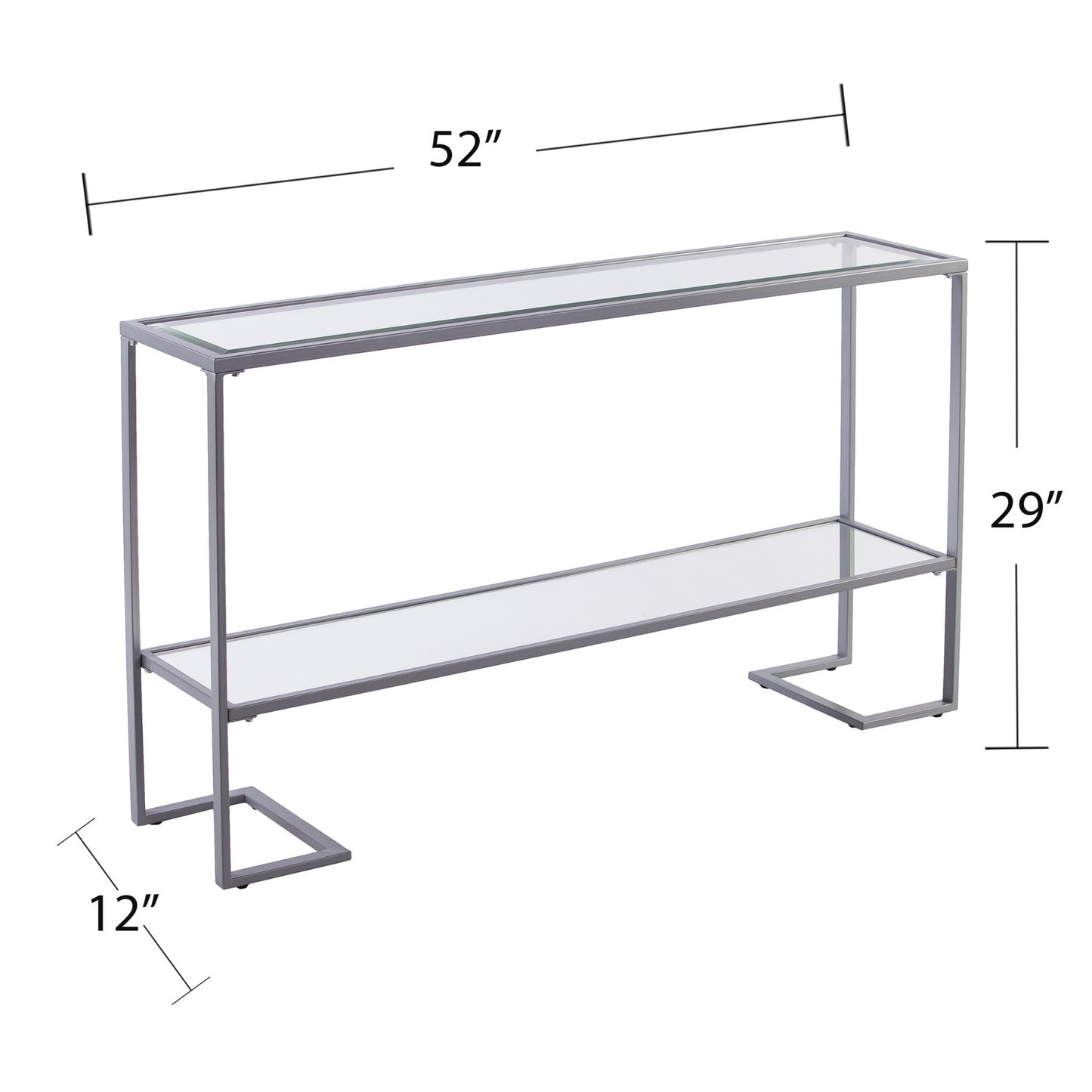 52" Clear and Silver Glass Mirrored Frame Console Table With Storage By Homeroots