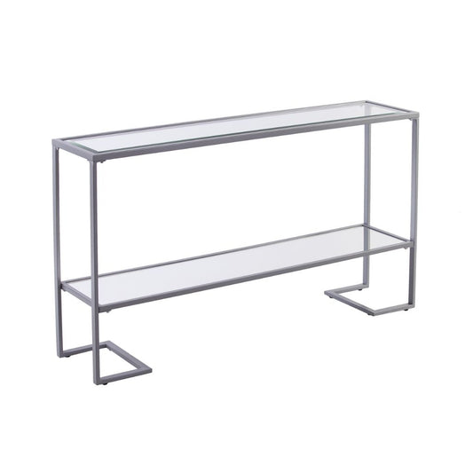 52" Clear and Silver Glass Mirrored Frame Console Table With Storage By Homeroots | Console Tables | Modishstore