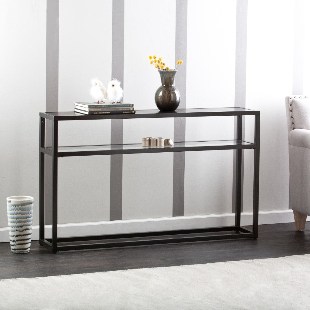 50" Black Glass Frame Console Table With Storage By Homeroots | Console Tables | Modishstore - 3