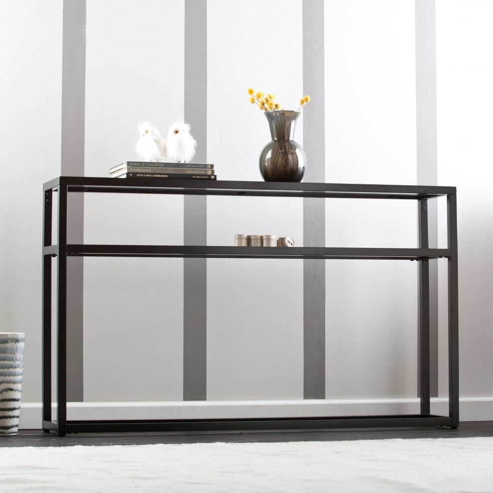 50" Black Glass Frame Console Table With Storage By Homeroots | Console Tables | Modishstore - 4