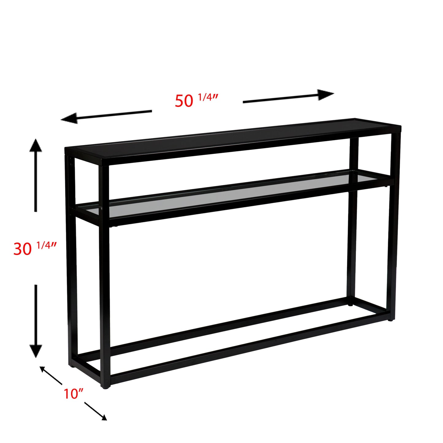 50" Black Glass Frame Console Table With Storage By Homeroots