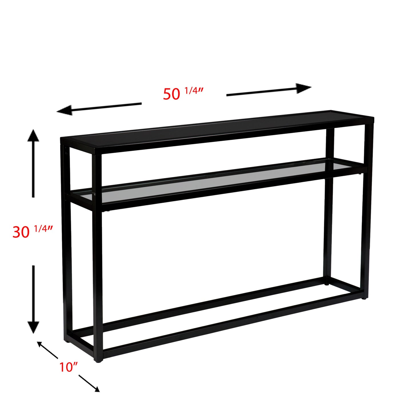 50" Black Glass Frame Console Table With Storage By Homeroots | Console Tables | Modishstore - 5