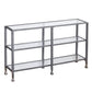49" Clear and Silver Glass Distressed Floor Shelf Console Table With Storage By Homeroots | Console Tables | Modishstore