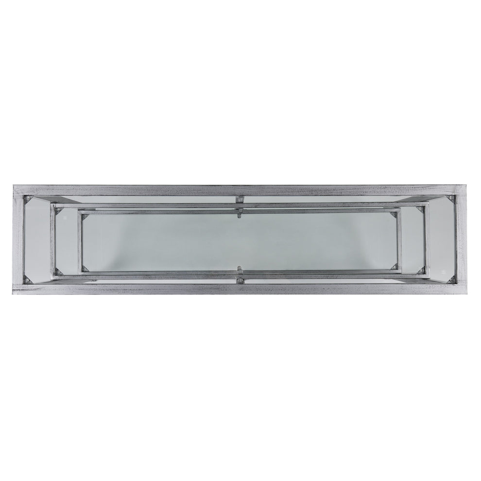 49" Clear and Silver Glass Distressed Floor Shelf Console Table With Storage By Homeroots | Console Tables | Modishstore - 5