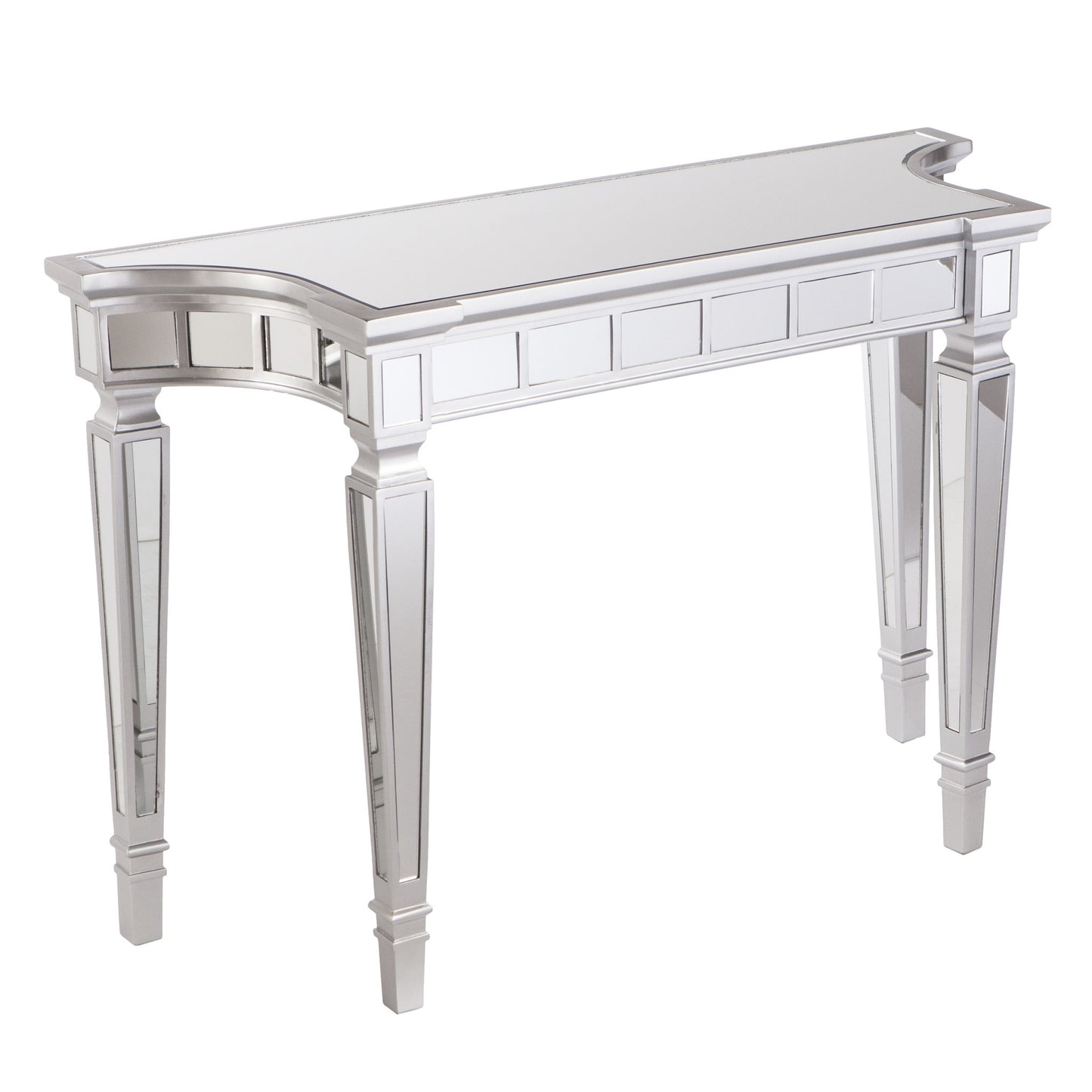 45" Silver Mirrored Glass Free Form Console Table By Homeroots | Console Tables | Modishstore