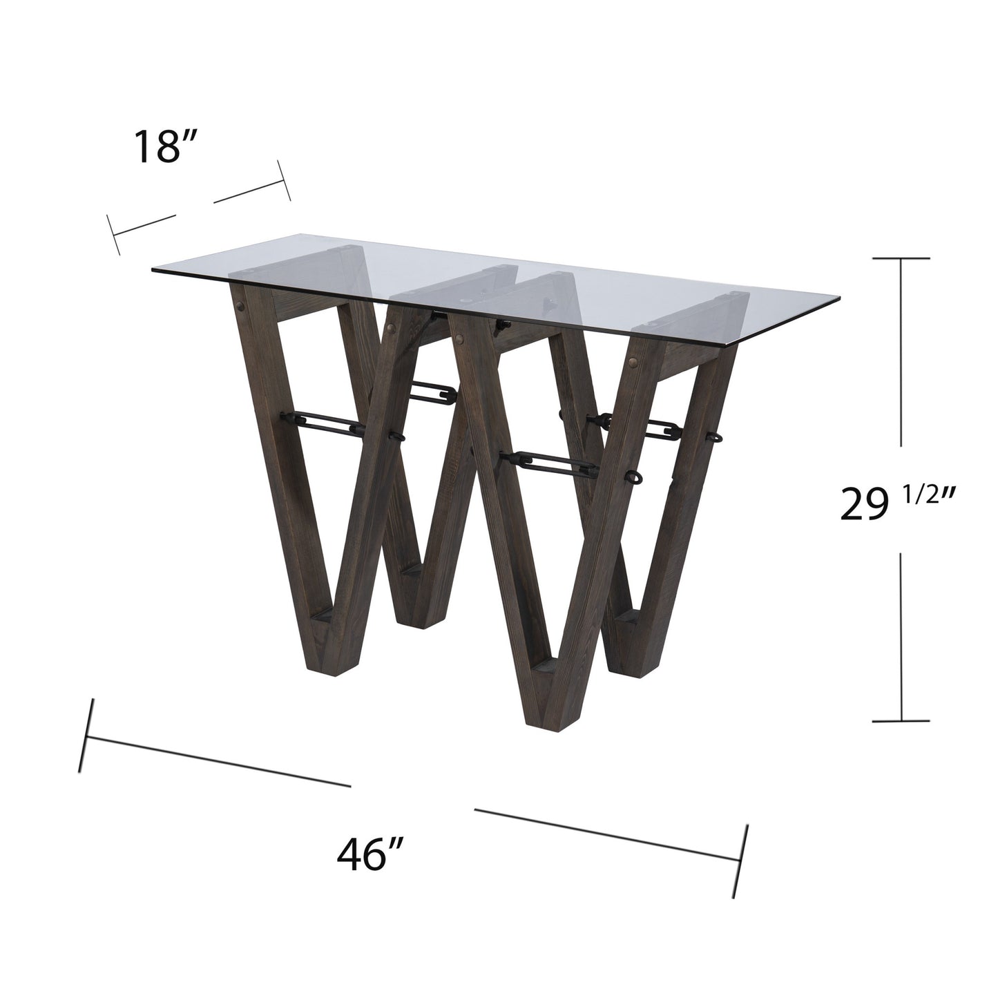 46" Clear and Gray Brown Glass Abstract Console Table By Homeroots | Console Tables | Modishstore - 6