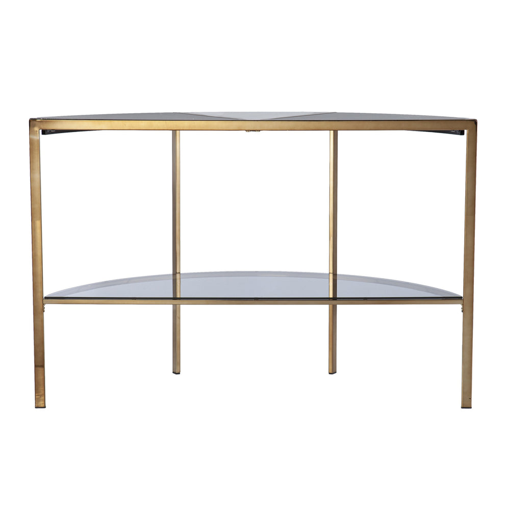 44" Black and White and Champagne Faux Marble Half Moon Console Table With Storage By Homeroots | Console Tables | Modishstore - 3