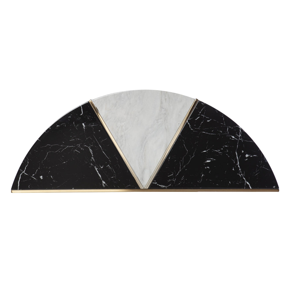 44" Black and White and Champagne Faux Marble Half Moon Console Table With Storage By Homeroots | Console Tables | Modishstore - 4