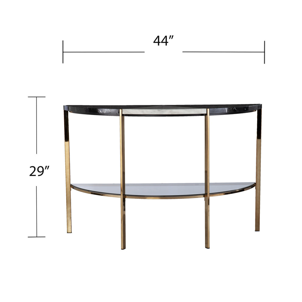 44" Black and White and Champagne Faux Marble Half Moon Console Table With Storage By Homeroots | Console Tables | Modishstore - 9