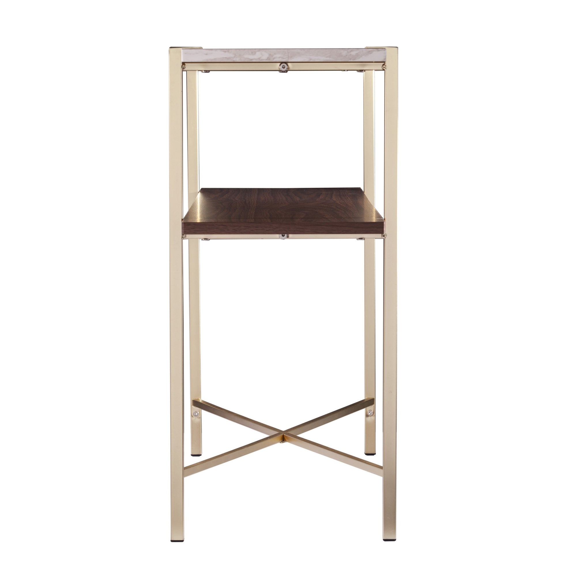 47" Beige and Gold Faux Marble Frame Console Table With Storage By Homeroots | Console Tables | Modishstore - 2