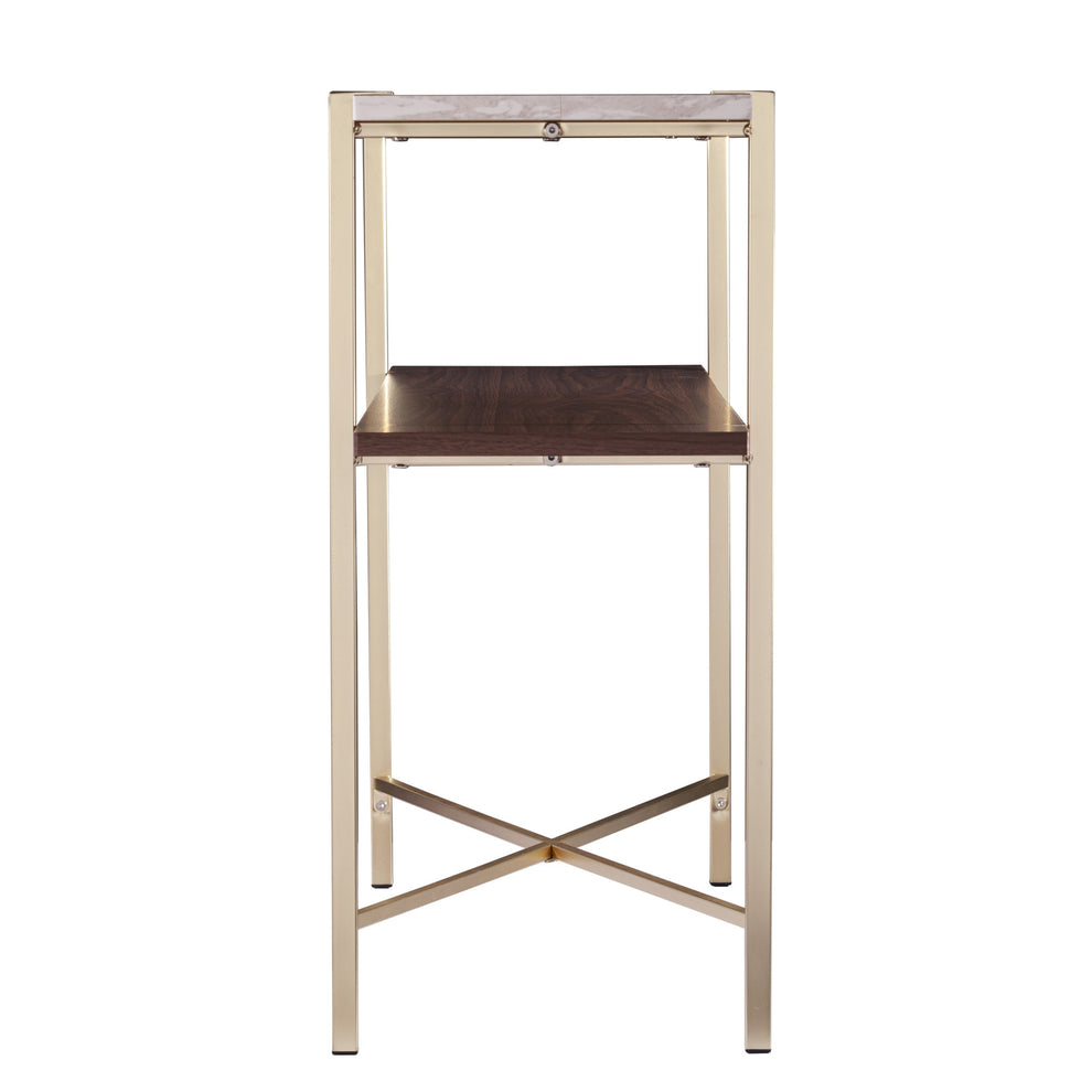 47" Beige and Gold Faux Marble Frame Console Table With Storage By Homeroots | Console Tables | Modishstore - 2