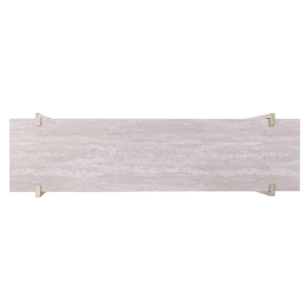 47" Beige and Gold Faux Marble Frame Console Table With Storage By Homeroots | Console Tables | Modishstore - 3