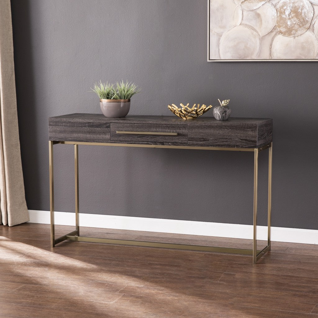 48" Gray and Gold Sled Console Table With Storage By Homeroots | Console Tables | Modishstore - 9