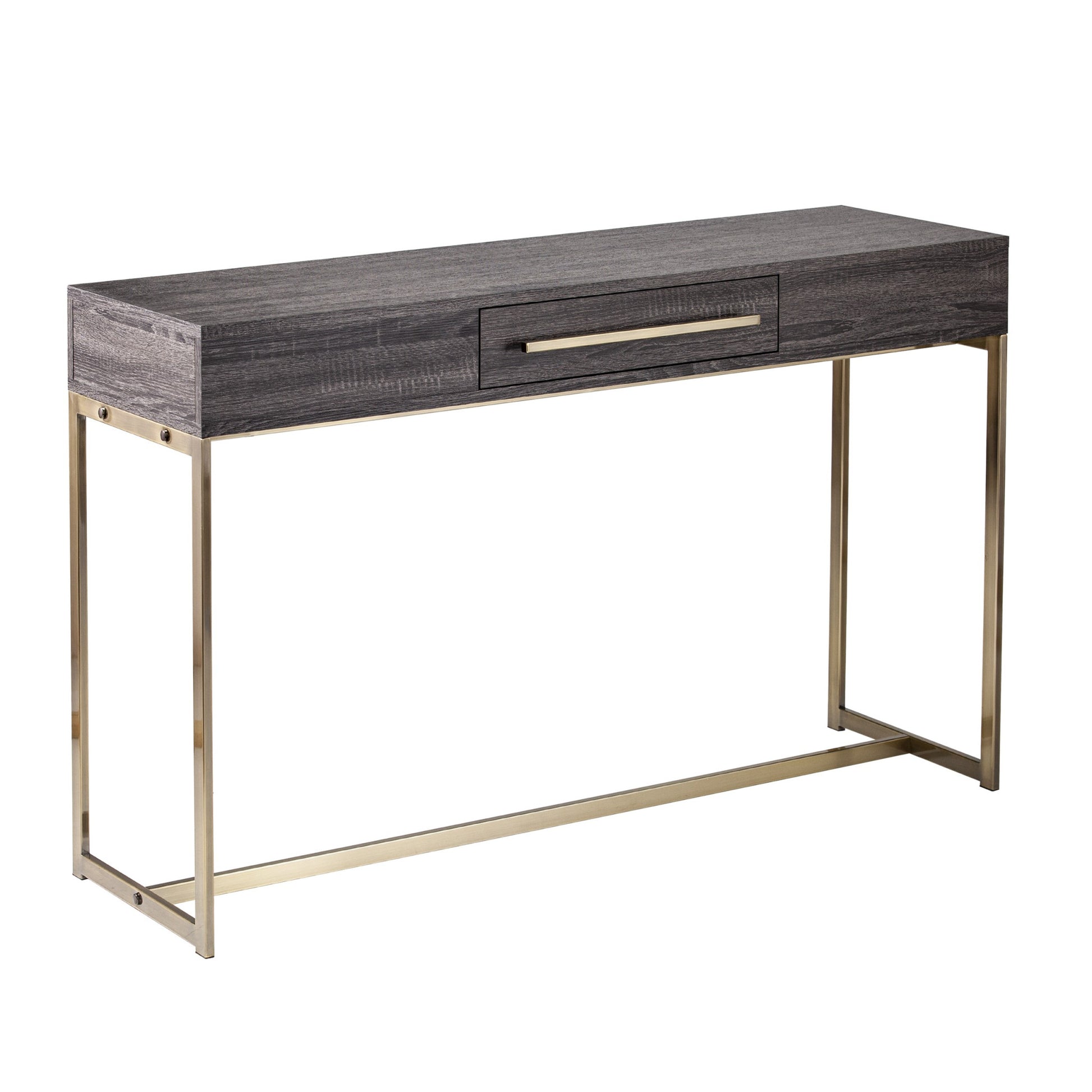 48" Gray and Gold Sled Console Table With Storage By Homeroots | Console Tables | Modishstore
