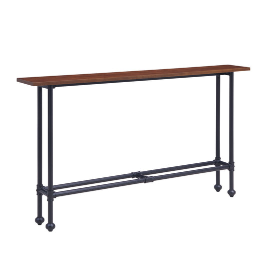 56" Espresso and Black Console Table By Homeroots