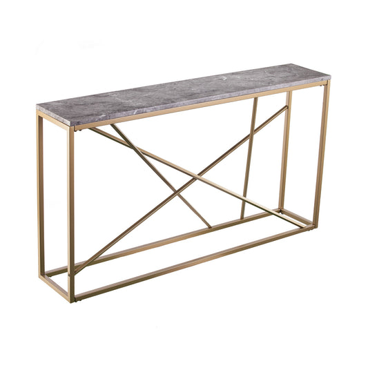 52" Gray and Gold Faux Marble Frame Console Table By Homeroots | Console Tables | Modishstore