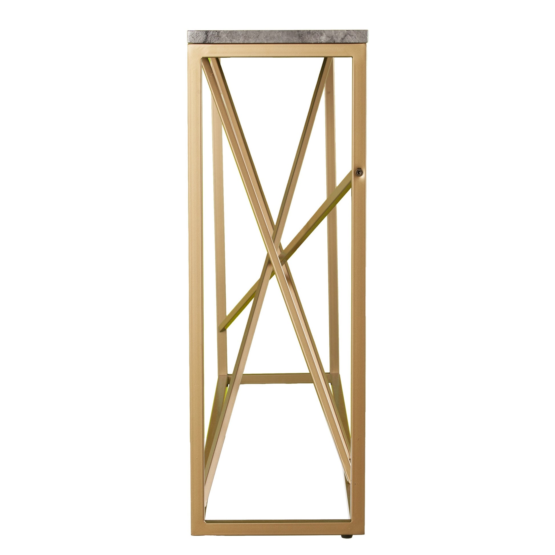 52" Gray and Gold Faux Marble Frame Console Table By Homeroots | Console Tables | Modishstore - 2