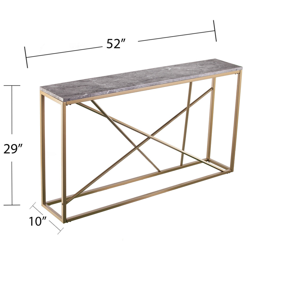52" Gray and Gold Faux Marble Frame Console Table By Homeroots | Console Tables | Modishstore - 6