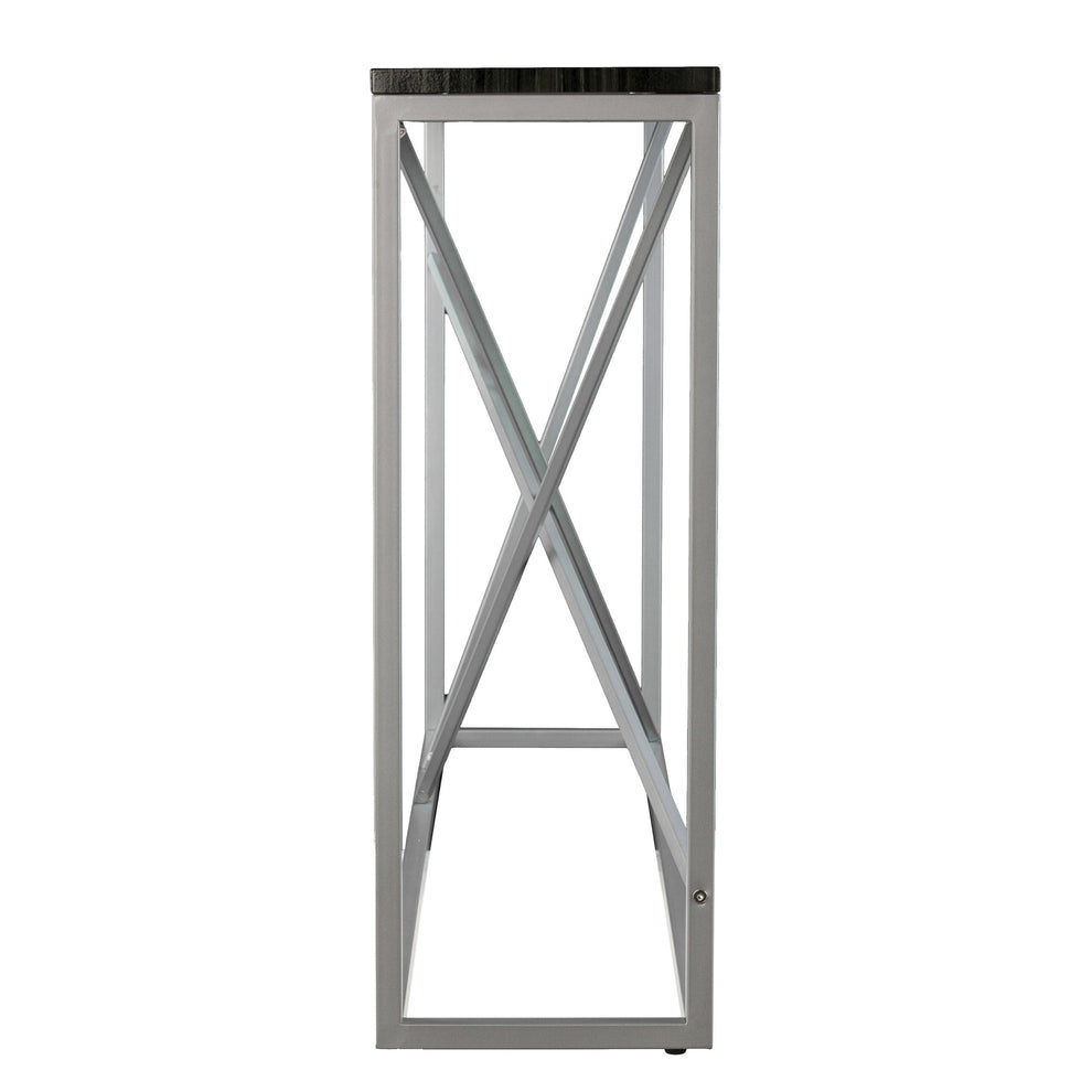 52" Black and Silver Faux Stone Frame Console Table By Homeroots | Console Tables | Modishstore - 2