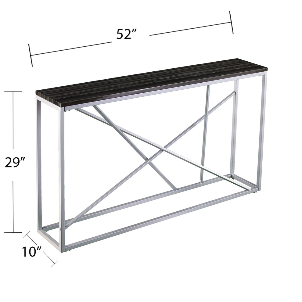 52" Black and Silver Faux Stone Frame Console Table By Homeroots | Console Tables | Modishstore - 7
