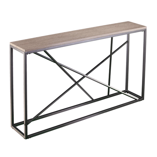 52" Taupe and Gray Faux Stone Frame Console Table By Homeroots | Console Tables | Modishstore