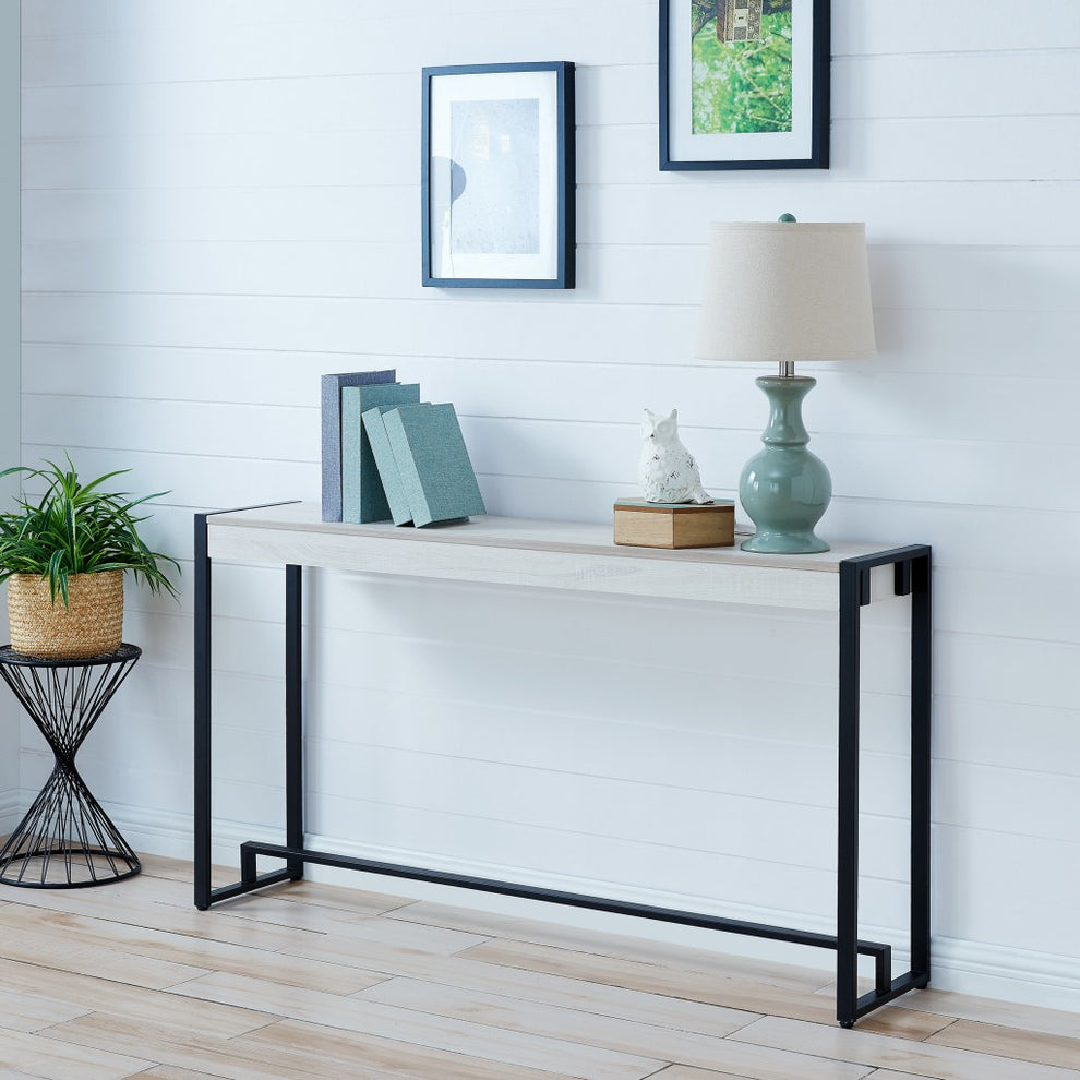 54" White and Black Distressed Sled Console Table By Homeroots | Console Tables | Modishstore - 8