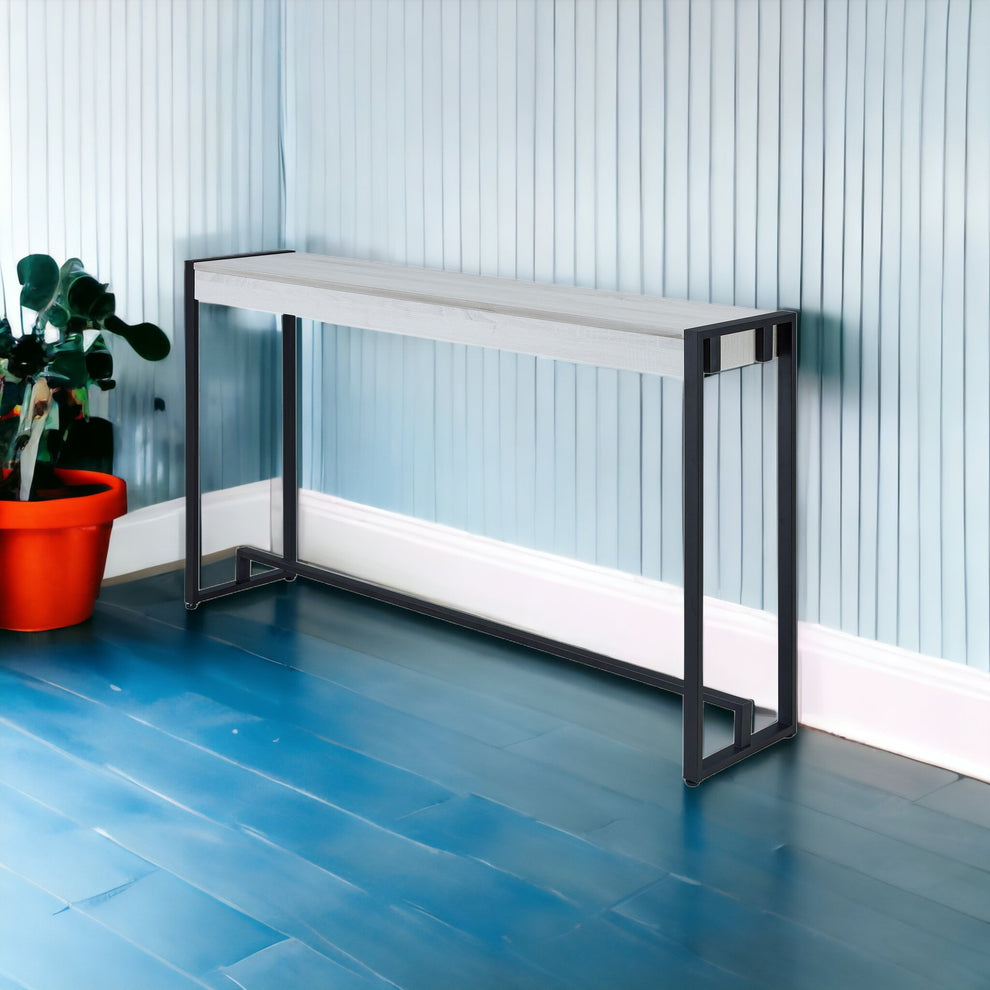 54" White and Black Distressed Sled Console Table By Homeroots | Console Tables | Modishstore - 6