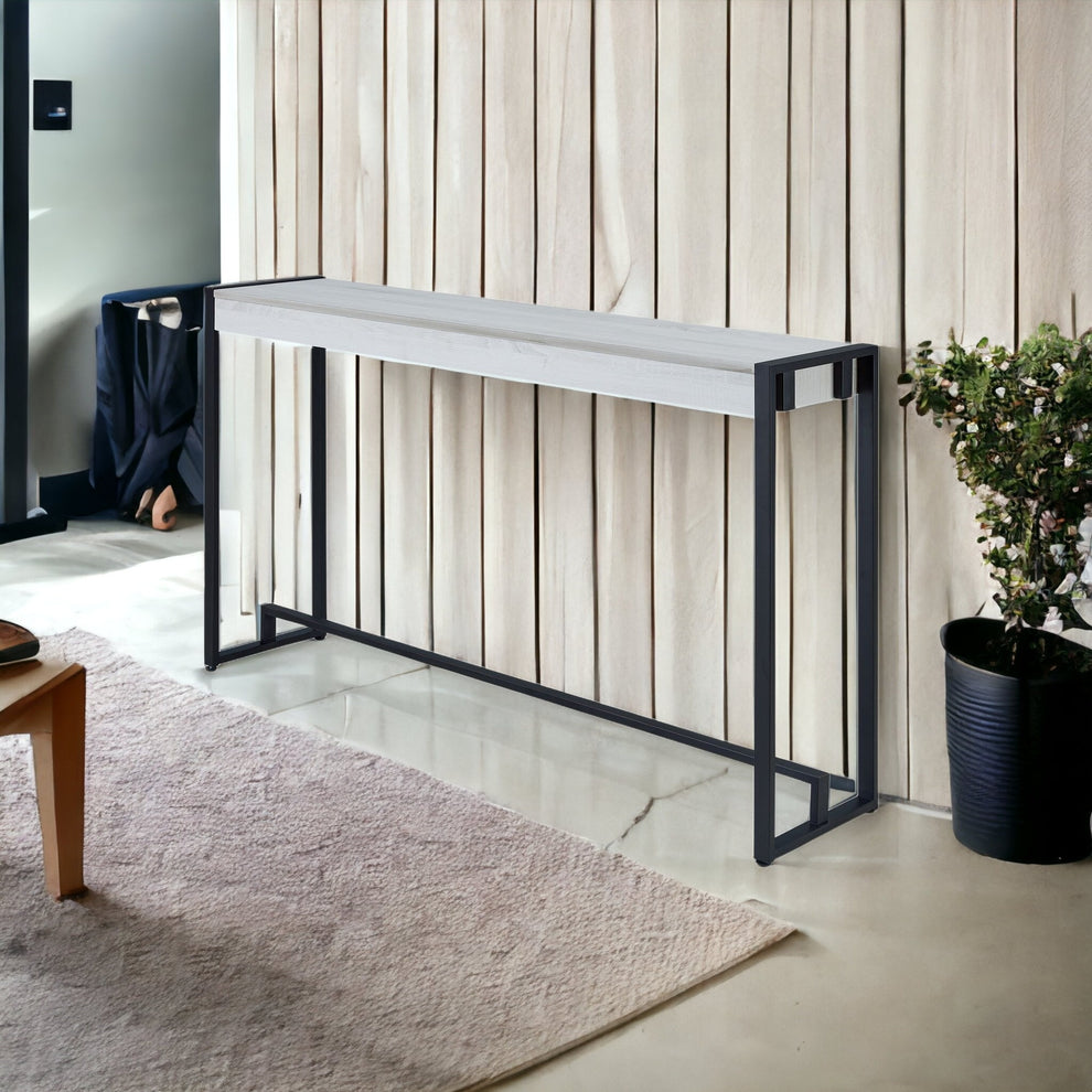 54" White and Black Distressed Sled Console Table By Homeroots | Console Tables | Modishstore - 7