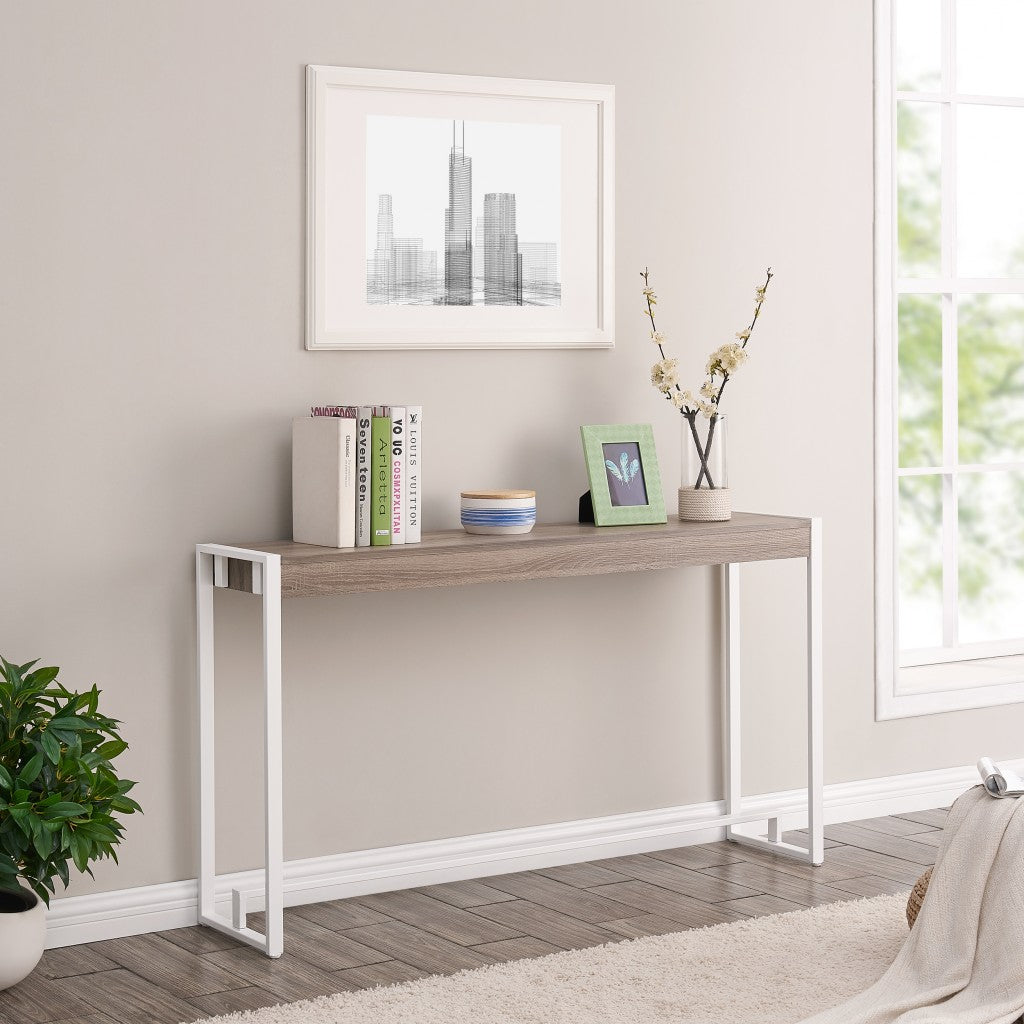 54" Gray Brown and White Sled Console Table By Homeroots | Console Tables | Modishstore - 8